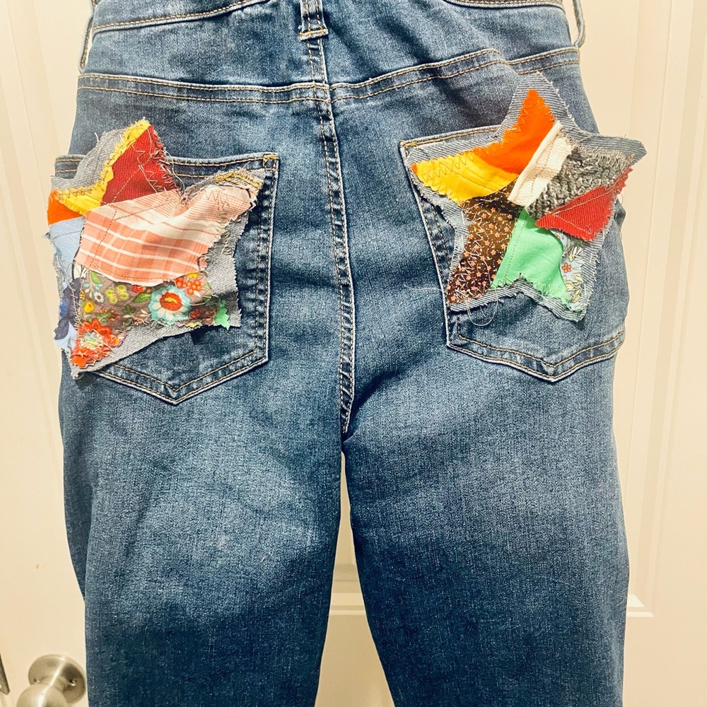 Custom patchwork overalls star pattern - Picture 6 of 6